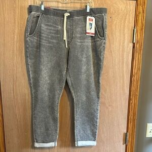 Signature Gray Jogger Pants with Cream Drawstring